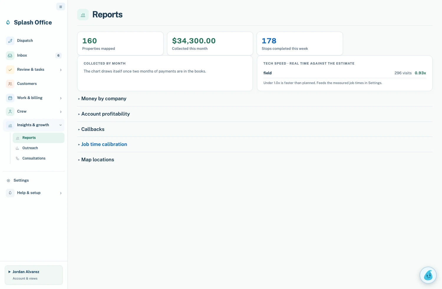 Demo reports screen